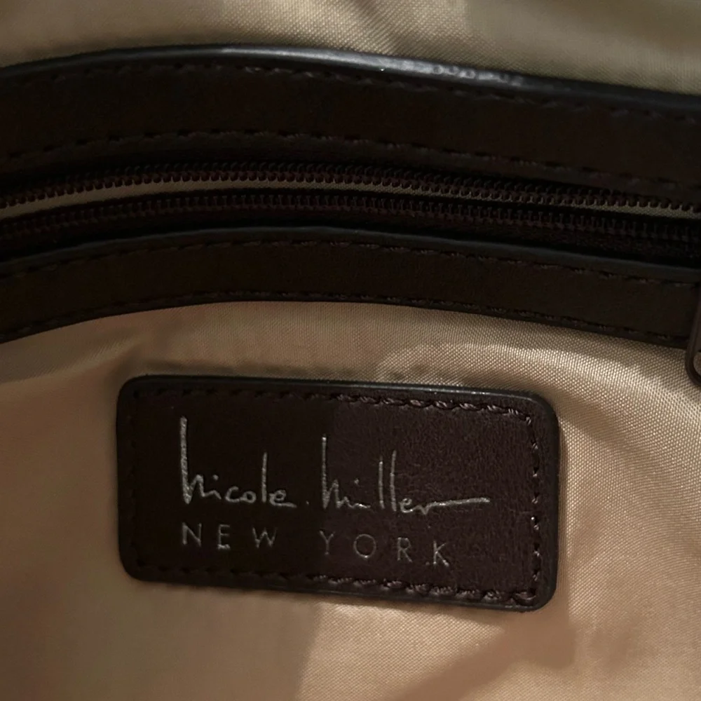 Purse Crossbody, Shoulder Bag, Clutch, NICOLE MILLER N.Y., Brown Faux Leather‎